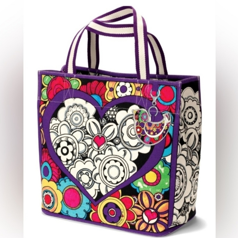 Brighton Love Groove Canvas Tote Bag Multicolor Women's Size Large
